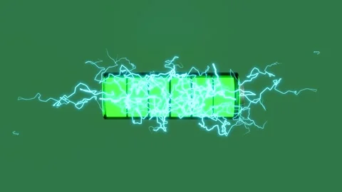 3d animation with battery charge indicator thunder isolated on green backgrou Stock Footage 212380126