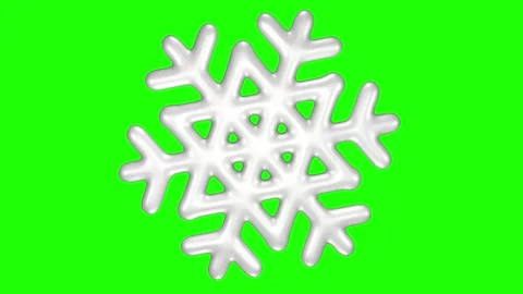 3D animation of a beautiful big silver snowflake  on a green screen. Stock Footage 248848068