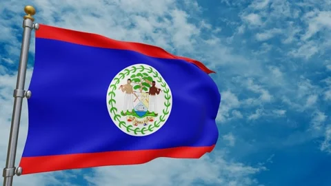 3D animation of the Belize flag fluttering in the wind  Stock Footage 255668306