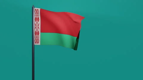 3D animation of Belorussian flag waving in the wind on a blue background. Stock Footage 170572672