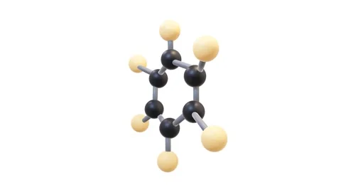 3D Animation Benzene Molecule Ball and Stick Model Turntable CPK Color Theme 스톡 동영상 314784358