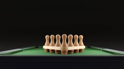 3d animation billiard pins on the table Stock Footage 152287648