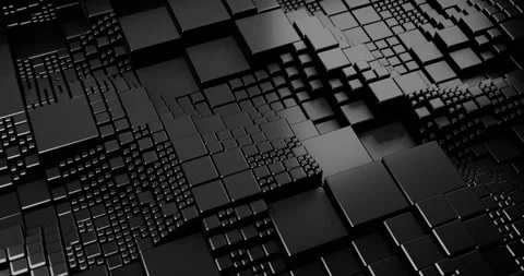 3d animation of black abstract geometric background of blocks. Seamless loop Stock Footage 169403904