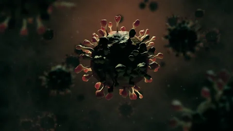 3D animation of black and orange corona virus cell Stock Footage 234147243