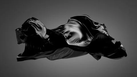 3d animation. Black drapery levitating in the darkness Stock Footage 317982519