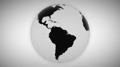 3d animation black flashing points surround globe model Illustrazione stock