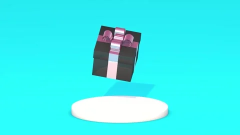 3D animation of a black gift box above a podium . Stock Footage 292615222