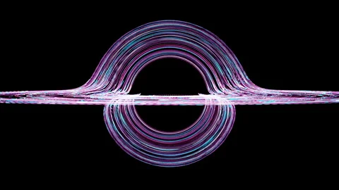 3D animation of Black hole or digital flow above singularity. Giant digital Stock Footage 263894840