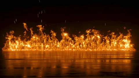 3d animation of blazing fire over black background. Burning flames in the dar Stock Footage 171473734