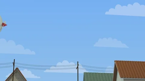 3d animation of a blimp flying over an urban environment. Stock Footage 40709784