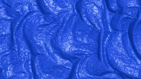 3D animation of the blue crocodile leather fabric as fly away opener Stock Footage 274730863