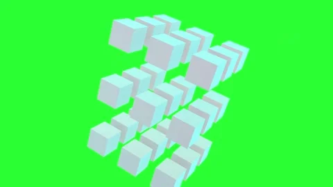 3D animation of blue cubes on a green background. Stock Footage 245424639