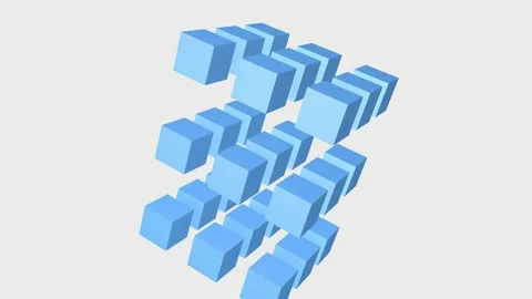 3D animation of blue cubes on a white background. Stock Footage 242930972