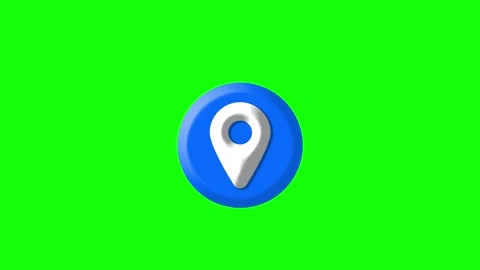 3d animation of a blue map pointer icon on green screen for location tracking Stock Footage 316746375