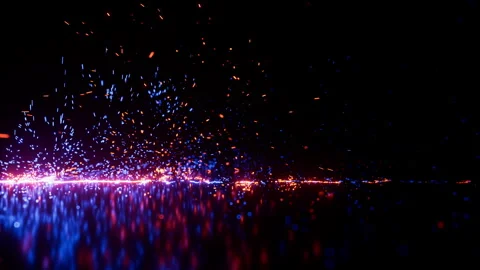 3D animation of blue, red, and gold sparks swirling right to left Stock Footage 276181904