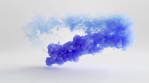 3D animation. Blue smoke cloud swirls chaotically on a white background Stock Footage 317054026