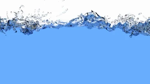 3D animation of the blue splashing liquid filling the screen Stockbeeldmateriaal 79584788