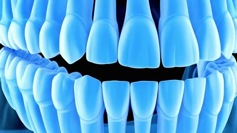 3D Animation of Blue Transparent Human Teeth with Dark Background Stock Footage 327670418