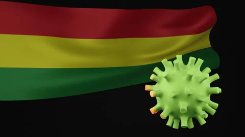 3D animation of Bolivia flag waving in the disappearance of the covid virus Stock Footage 179078740