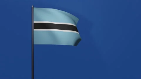 3D animation of Botswana flag waving in the wind on a blue background. Stock Footage 208764968