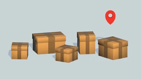 3D animation of boxes and geolocation icons. Delivery of goods concept. Stock Footage 167256741
