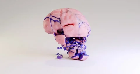 3d animation of brain destruction.  The concept of brain disorders, memory, Stock Footage 259898923