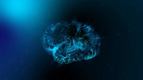 3D Animation of Brain Impulses in Blue Background. Brain Spinning With mri Scan Stock Footage 125903709