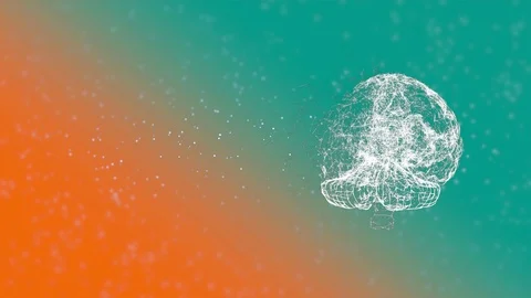 3D animation of brain neurons ruining, causing mental illness personality Stock Footage 125963428