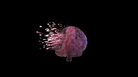 3D animation of brain neurons ruining, causing mental illness personality Stock Footage 125963724