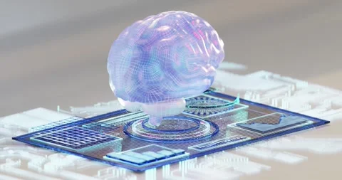 3D animation of the brain spinning 360 degrees on a digital tablet containin Stock Footage 310306201