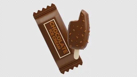 3D Animation of Brown chocolate popsicle with nuts and clean package Stock Footage 306502492