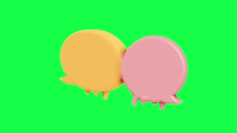 3D animation of bubble chat icons in glossy candy colors Stock Footage 309927757