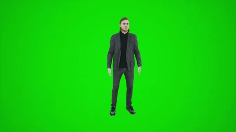 3D animation of building observer on green screen looking thinking and hearing Stock-Footage 245750099