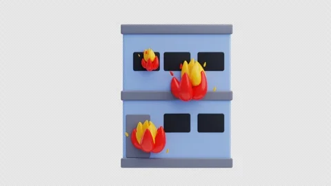 3D Animation of Burning Building Stock Footage 303317631