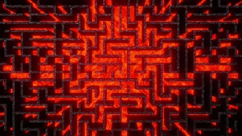 3D animation of the burning infernal maze or labyrinth rendered in UHD Stock Footage 270070938