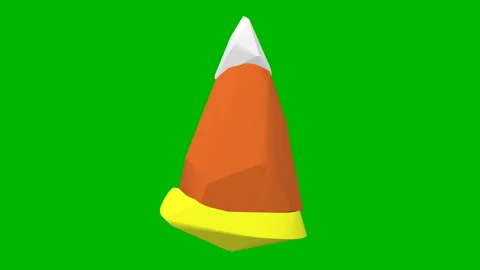 A 3D animation of a Candy Corn spinning in front of a Green Screen for Stock Footage 146347113