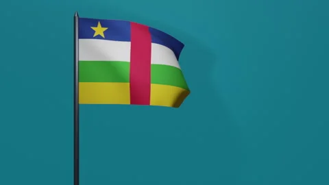 3D animation of Central African Republic flag waving on a blue background. Stock Footage 208766324
