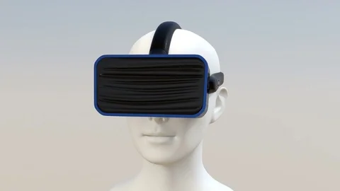 3D animation of  CG human model wearing a VR headset Stock Footage 75739447
