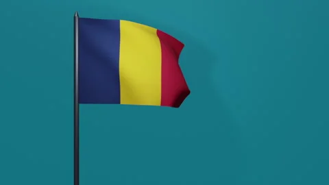 3D animation of Chad flag waving in the wind on a blue background. Stock Footage 208766520