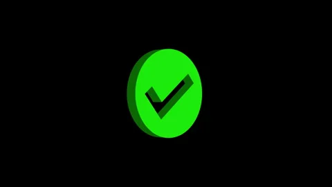 3D animation of check mark icon on black background. Stock Footage 342404396