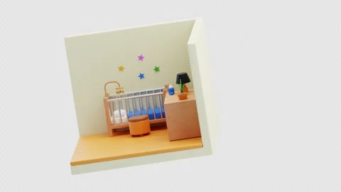 3D Animation of Children Bedroom Stock Footage 305658864