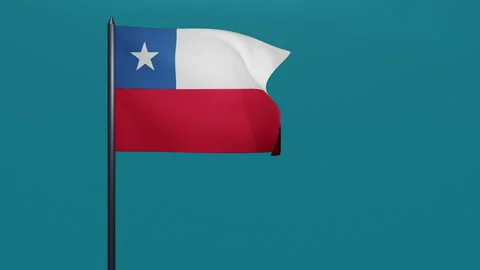 3D animation of Chilean flag waving in the wind on a blue background. Stock Footage 170572825
