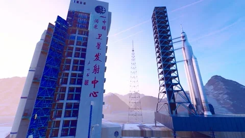3D animation of China's space satellite launch base Stock Footage 276483836