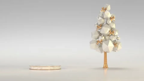 3D animation of a Christmas tree with gifts as a greeting card Stock Footage