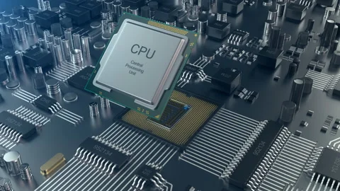 3D animation Circut board. Technology background. Central Computer Processors Stockbeeldmateriaal 86171490