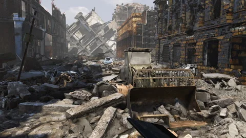 3D Animation of a City Destroyed by War Vídeos de archivo 300142017