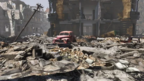 3D Animation of a City Destroyed by War Vídeos de archivo 302918754