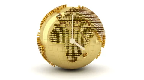 3d animation of clock with golden globe formed by dollar signs Stock Footage 40546951