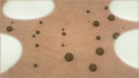 3D animation close-up cream serum collagen repair effect skin dirt removal.  Video stock 140207262