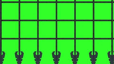 3d animation of closing the gate on a green screen. Stock Footage 111489958